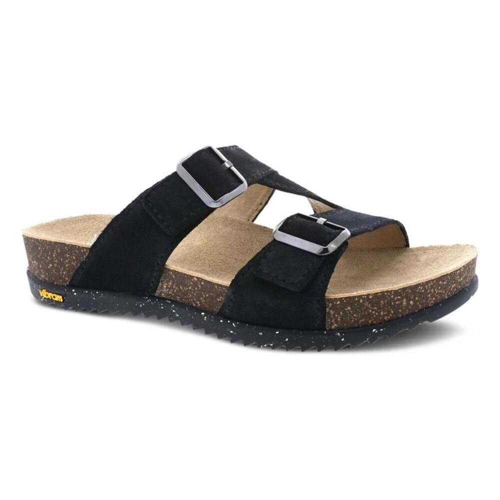 Dansko Vibram Dayna Cork Sole Black Leather Sandals size 41 = US 10.5